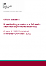 Breastfeeding prevalence at 6-8 weeks after birth (experimental statistics) Quarter 1 2019/20: Statistical commentary (November 2019)